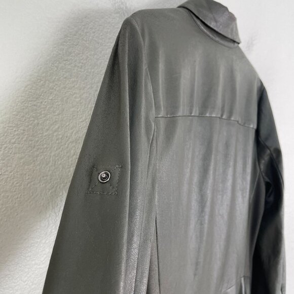 BCBGMAXAZRIA Womens Small Beatryce Faux Leather Shirt Dress Asymmetric Hem - Picture 12 of 14